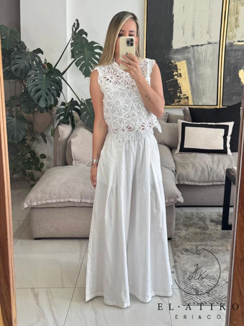 Pantalón ancho lino y algodón 