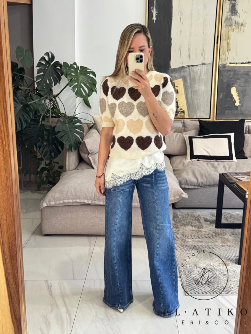 Blusa de punto corazones