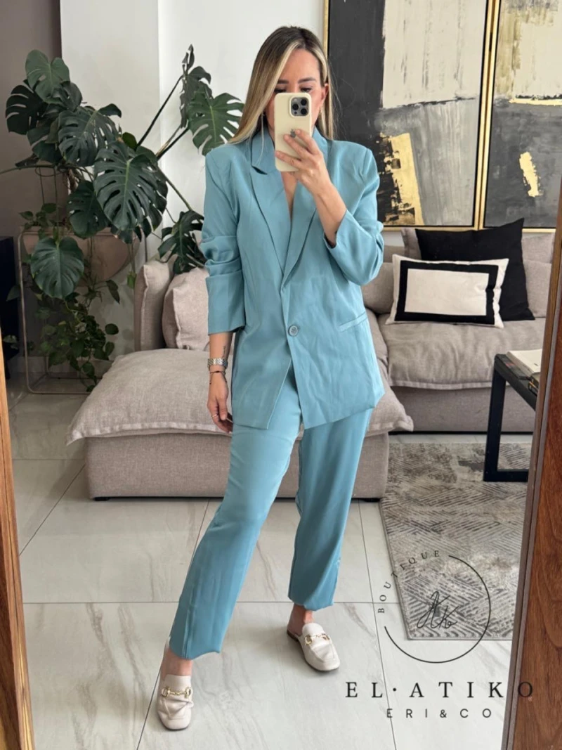 Set satinado blazer y pantalón 