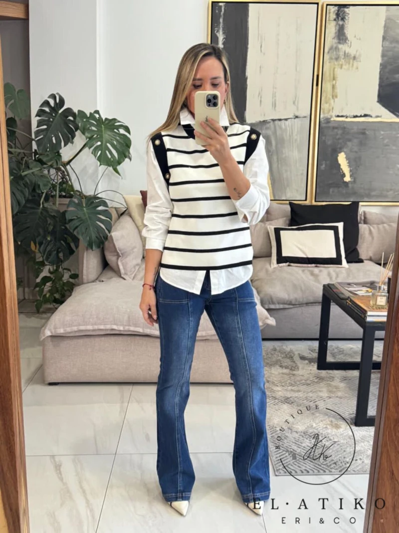 Blusa rayas negras sin mangas