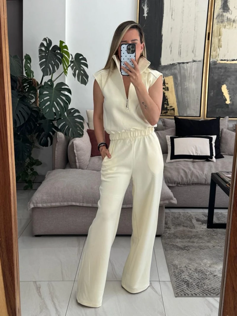 Set chaleco y pantalón ivory 