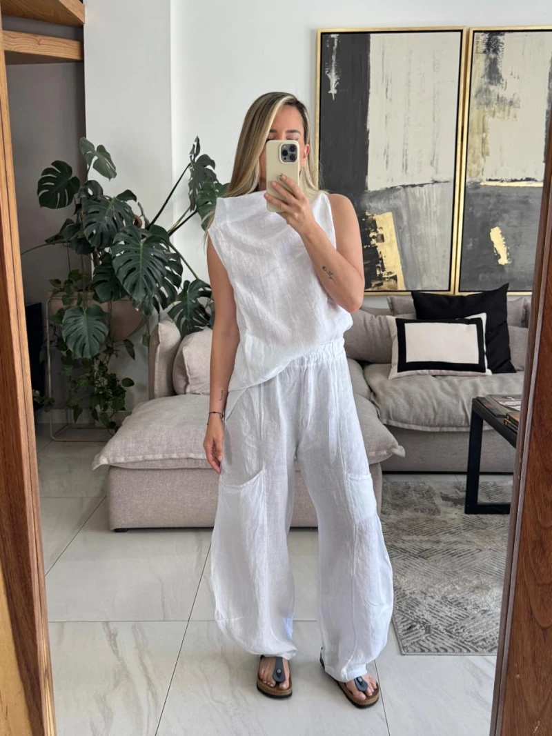 Pantalón de lino blanco