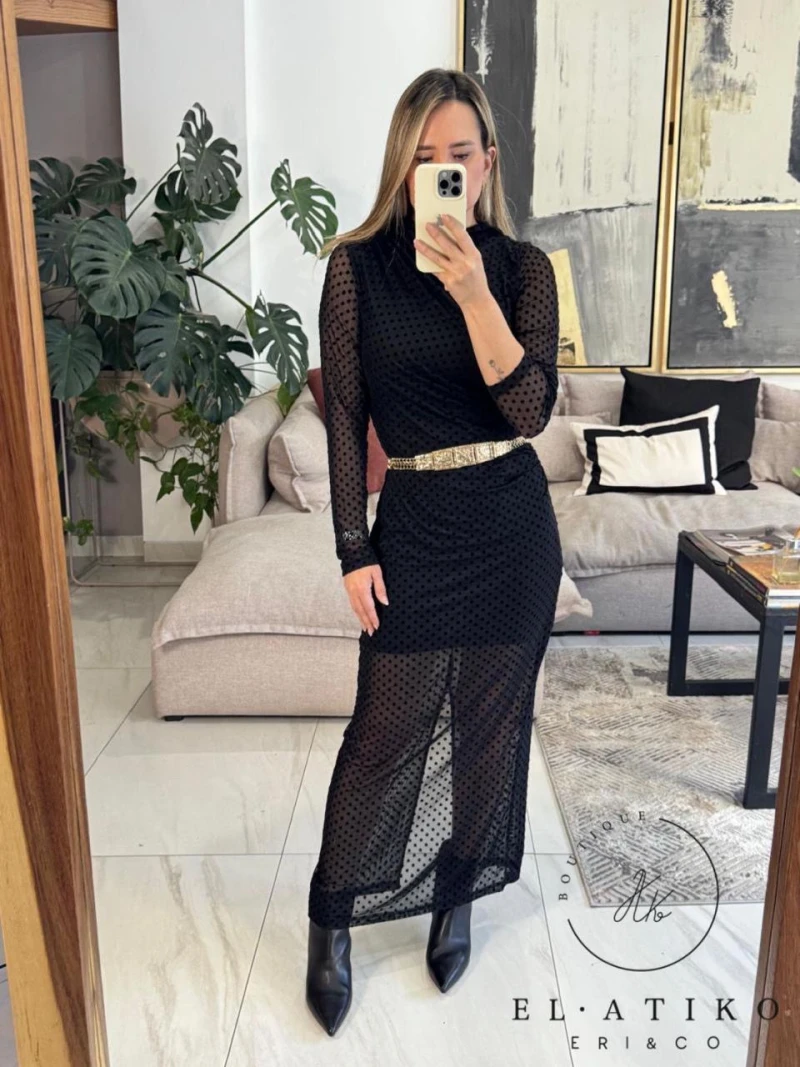 Vestido lunares negro