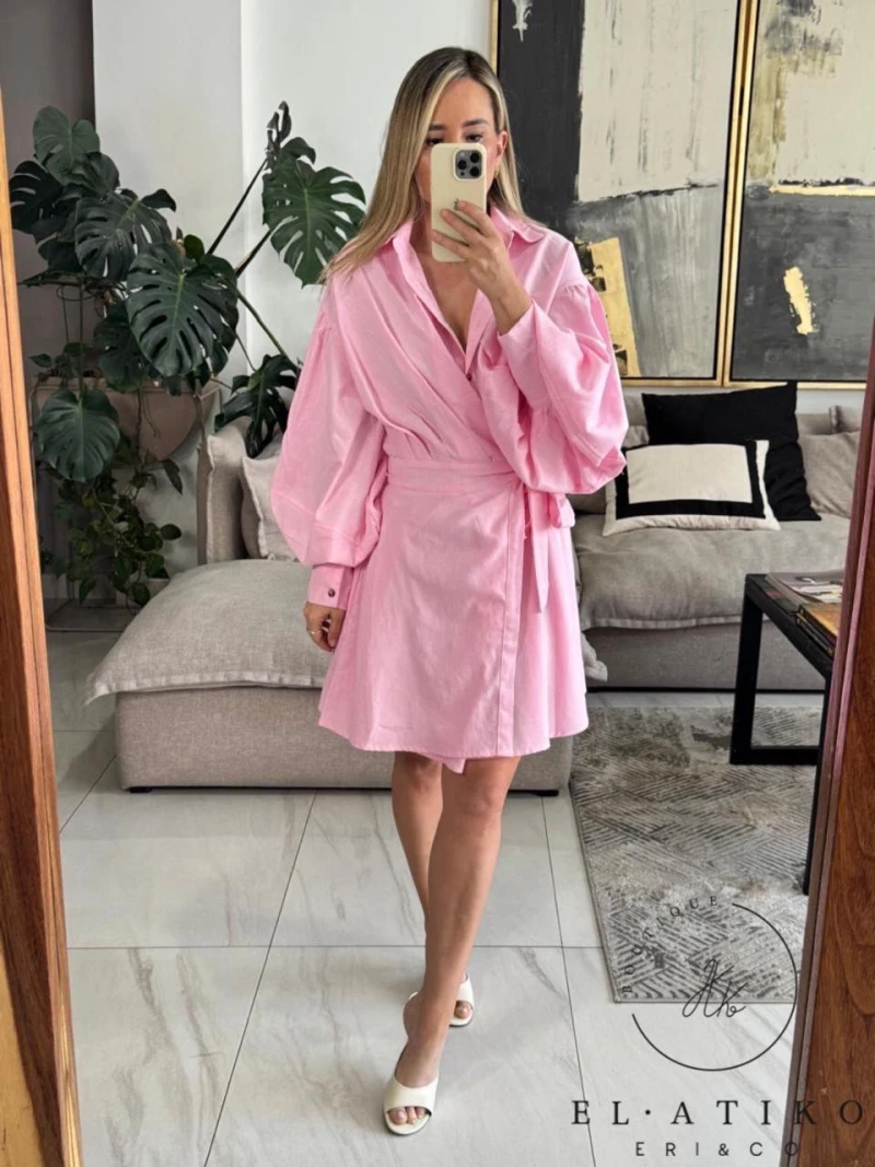 Vestido camisero rosa 