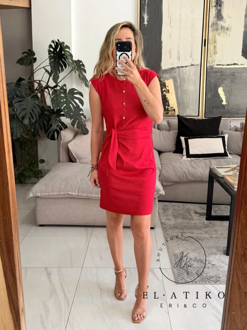 Vestido rojo nudo
