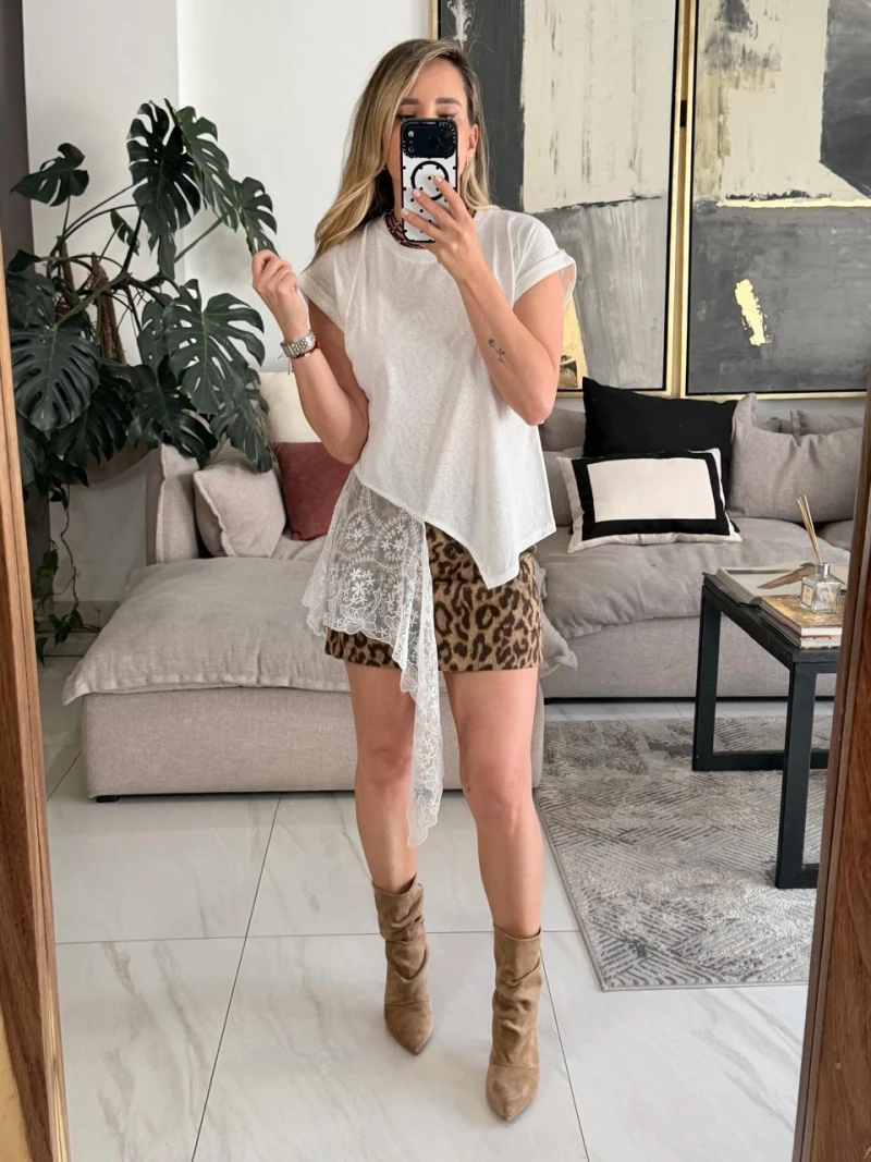 Falda animal print tweed