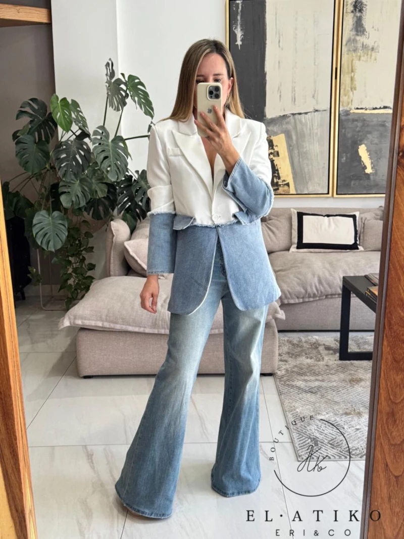 Blazer blanco con mezclilla