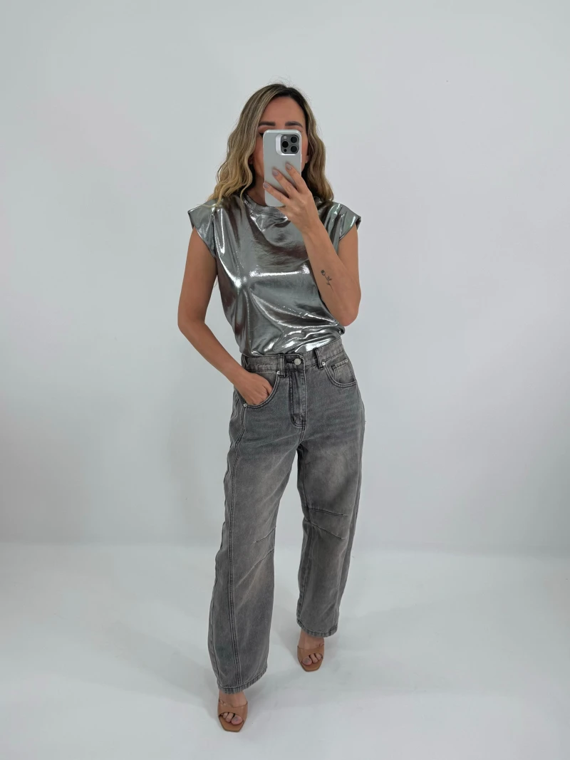 JEANS BBARREL GRIS