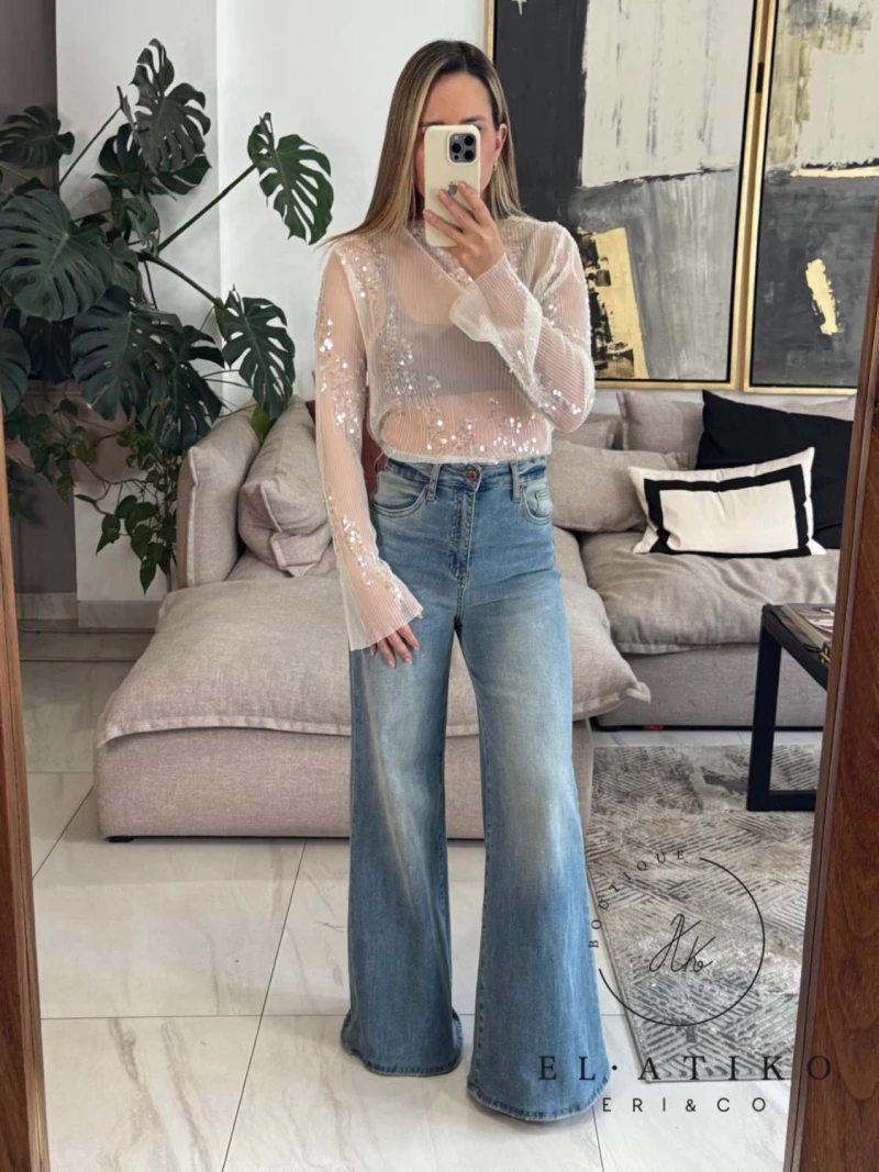 Blusa transparente lentejuela