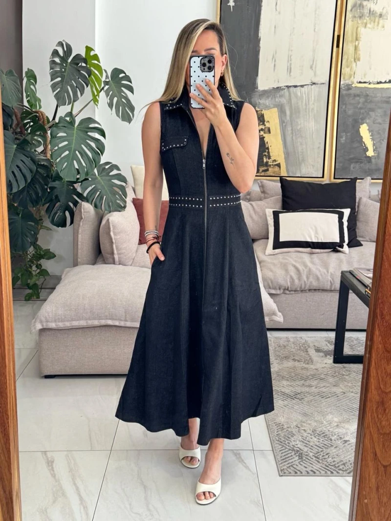 Vestido midi con cierre 