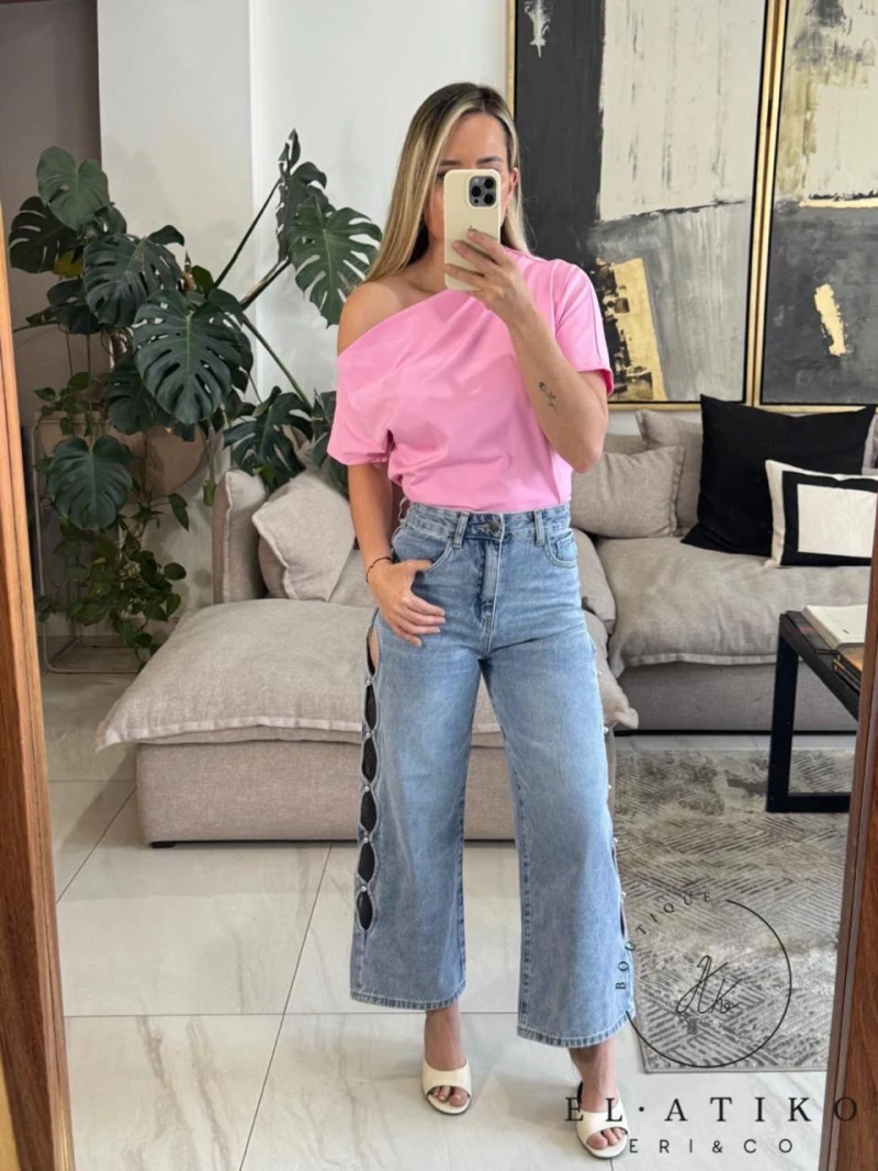 Blusa rosa hombro caído 