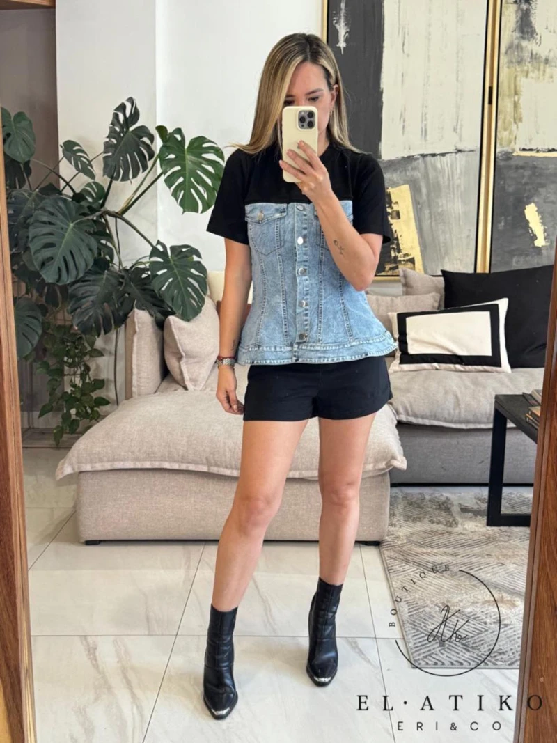 Blusa con mezclilla corte A