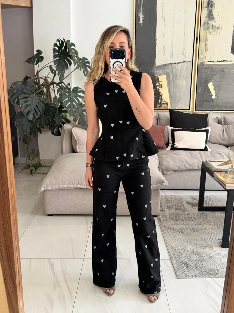 Set negro corazones 
