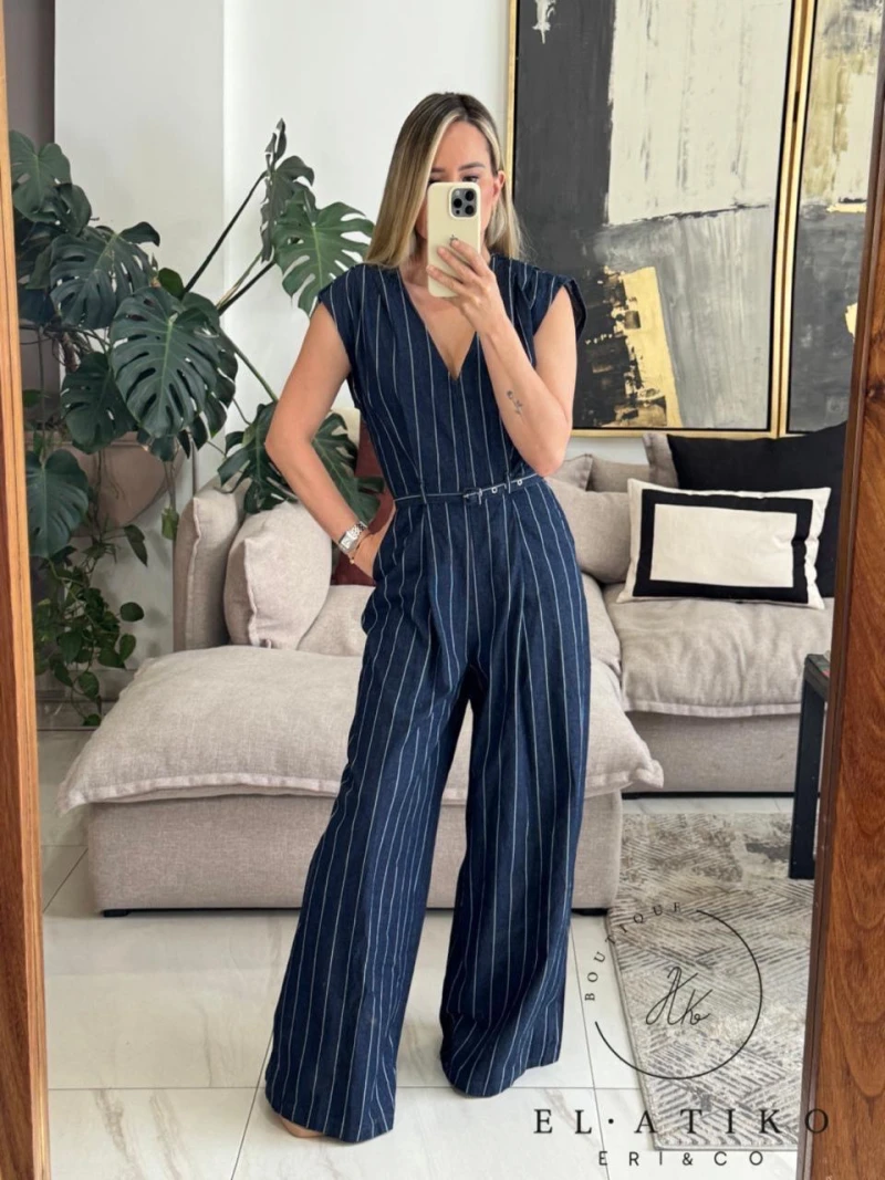 Jumpsuit mezclilla rayas